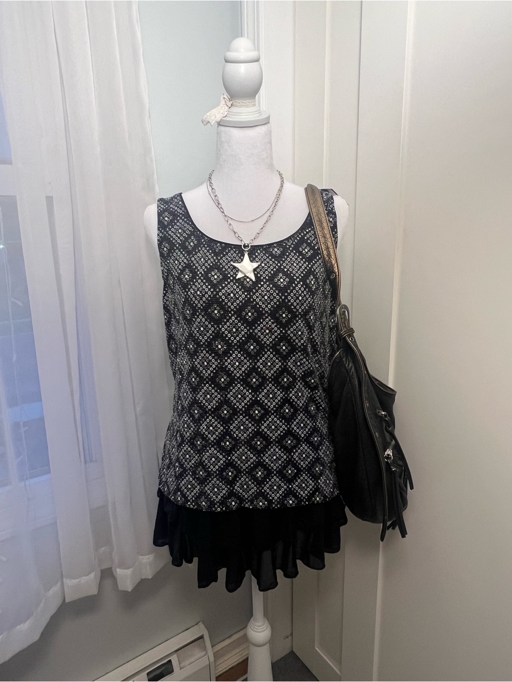 Black & White Sparkly Going Out Top